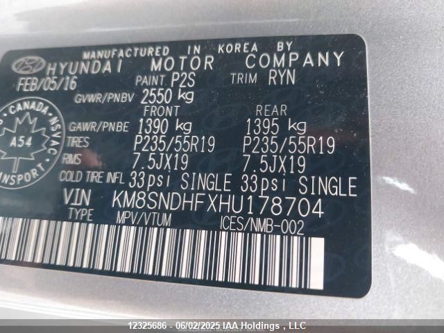 KM8SNDHFXHU178704 Hyundai gdi lambda ii