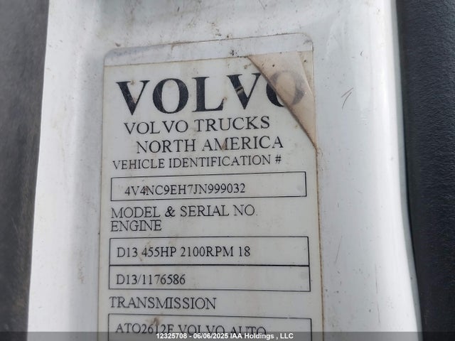 4V4NC9EH7JN999032 Volvo d13