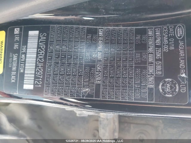SALVP2RX2JH297121 Land Rover aj20p
