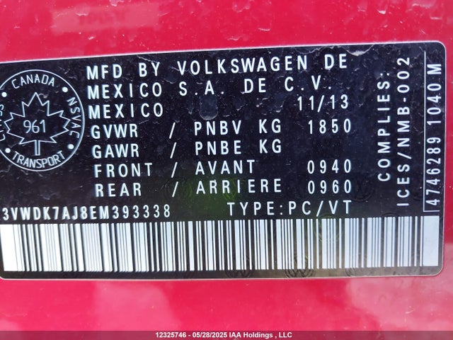 3VWDK7AJ8EM393338 Volkswagen Jetta