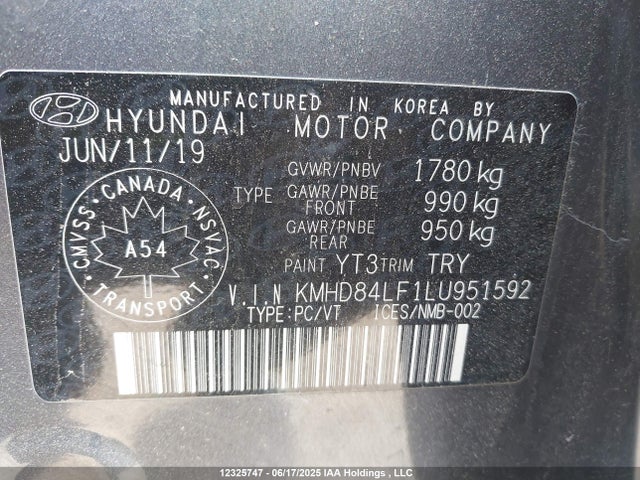 KMHD84LF1LU951592 Hyundai mpi nu