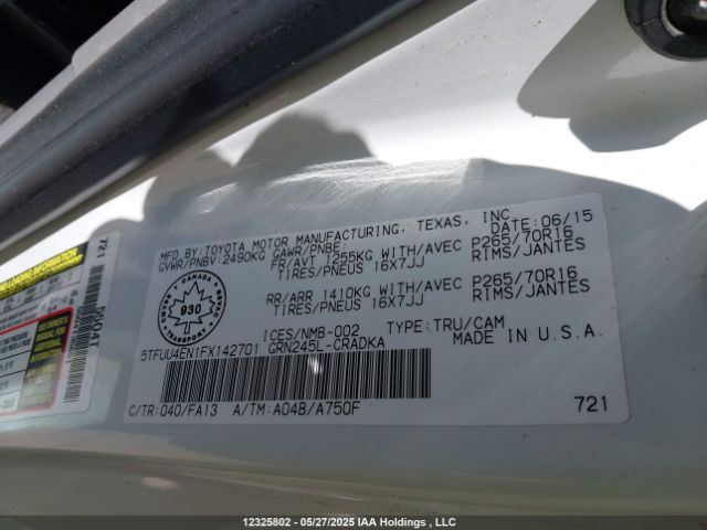 5TFUU4EN1FX142701 Toyota 1gr-fe