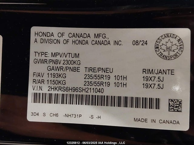 2HKRS6H96SH211040 Honda lfc3