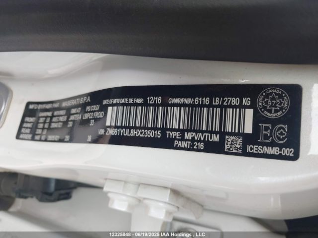 ZN661YUL8HX235015 Maserati m156e