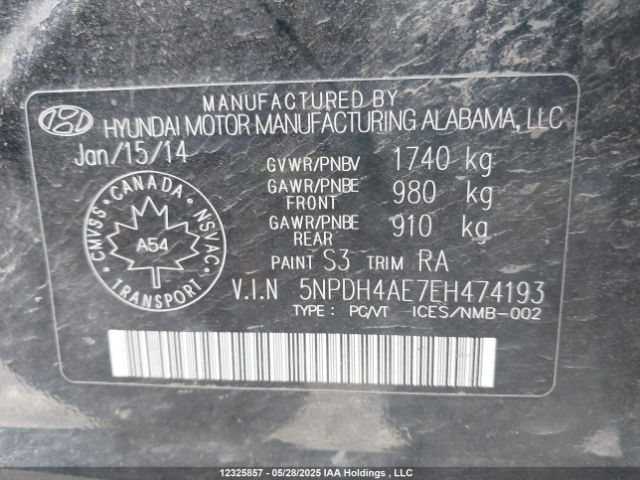 5NPDH4AE7EH474193 Hyundai Elantra Se/sport/limited
