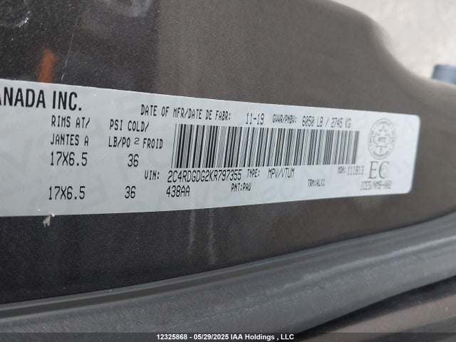 2C4RDGDG2KR797355 Dodge 2019