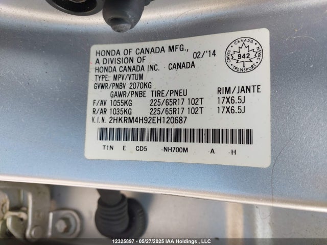 2HKRM4H92EH120687 Honda k24z7