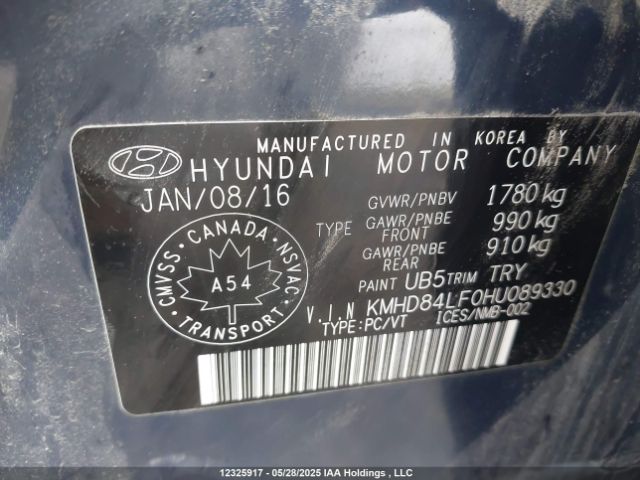 KMHD84LF0HU089330 Hyundai 2017