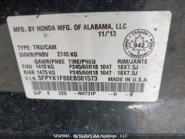 Honda j35z5 2014 5FPYK1F88EB501573 Image 10