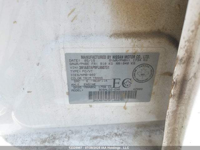 3N1AB7AP9FL660751 Nissan 2015