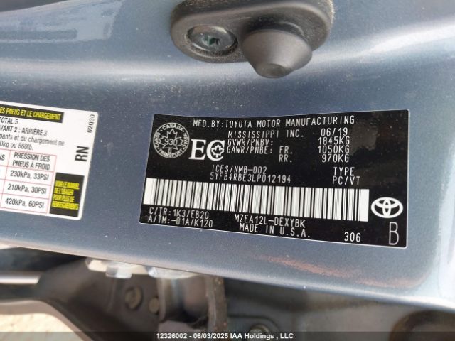 5YFB4RBE3LP012194 Toyota Corolla Xse
