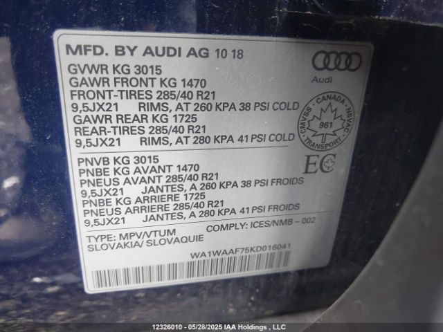 WA1WAAF75KD016041 Audi Q7 Technik S-line