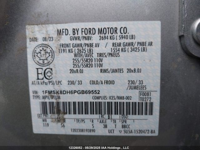 1FMSK8DH6PGB69552 Ford ti-vct