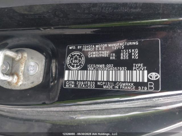 VNKJTUD39GA057932 Toyota 1nz-fe