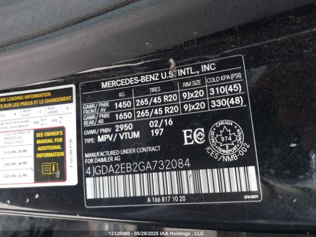 4JGDA2EB2GA732084 Mercedes-Benz Gle 350d 4matic