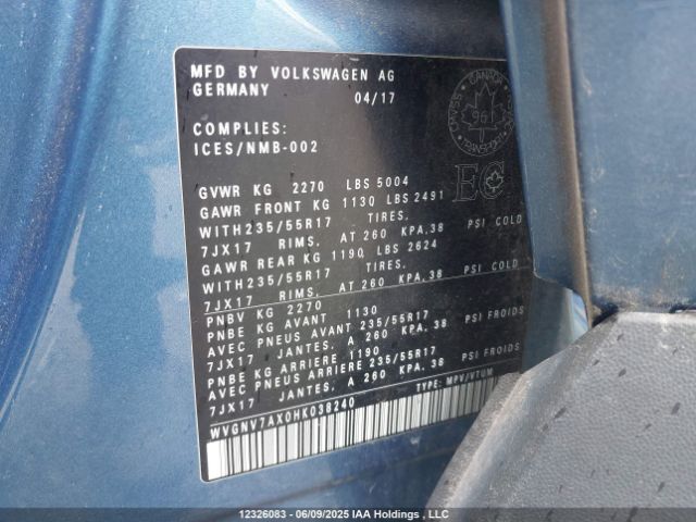 WVGNV7AX0HK038240 Volkswagen Tiguan