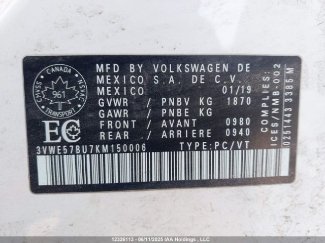 3VWE57BU7KM150006 Volkswagen 1.8 tsi