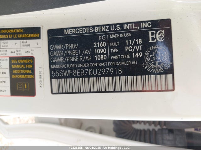 55SWF8EB7KU297918 Mercedes-Benz m264
