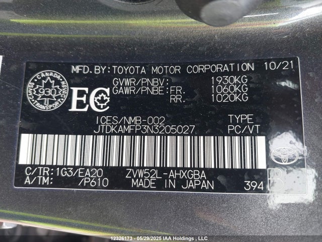 JTDKAMFP3N3205027 Toyota Prius Prime Upgrade