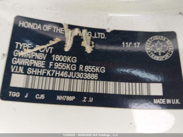 SHHFK7H46JU303886 Honda l15ba
