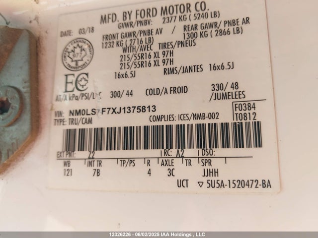 Ford 2.5l dohc pfi 2018 NM0LS7F7XJ1375813 Image 19