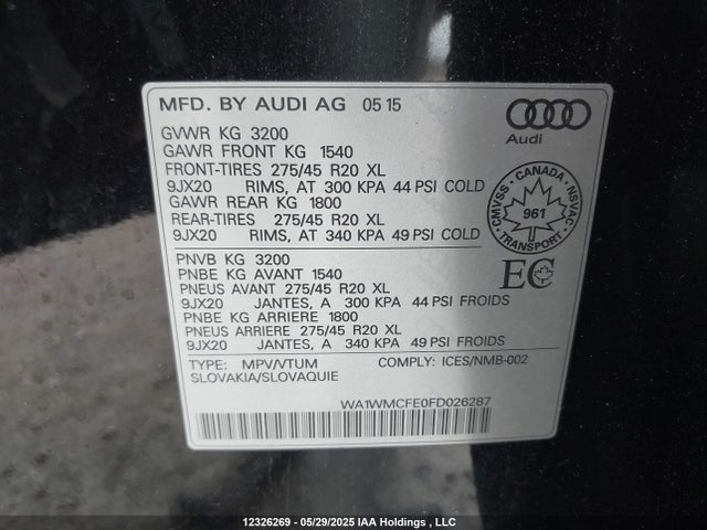 WA1WMCFE0FD026287 Audi Q7 Tdi/prestige