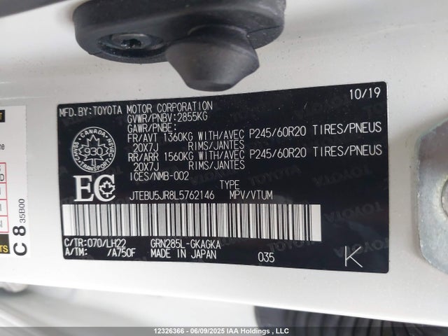 JTEBU5JR8L5762146 Toyota 1gr-fe