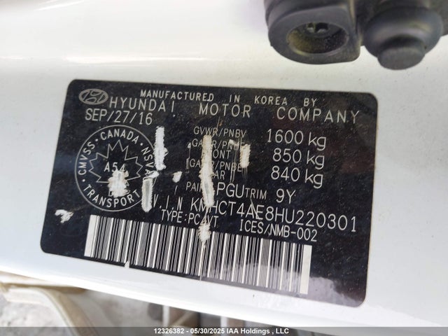 KMHCT4AE8HU220301 Hyundai 2017