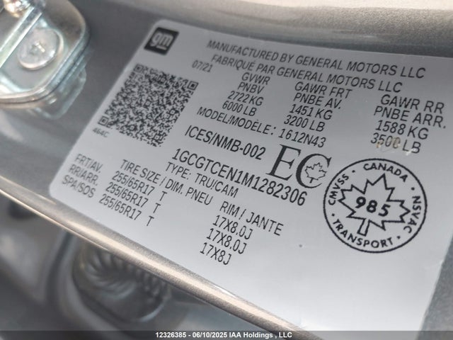 1GCGTCEN1M1282306 Chevrolet lgz - di, vvt, alum, var2, gen 2