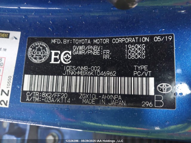 JTNKHMBX6K1046962 Toyota 3zr-fae