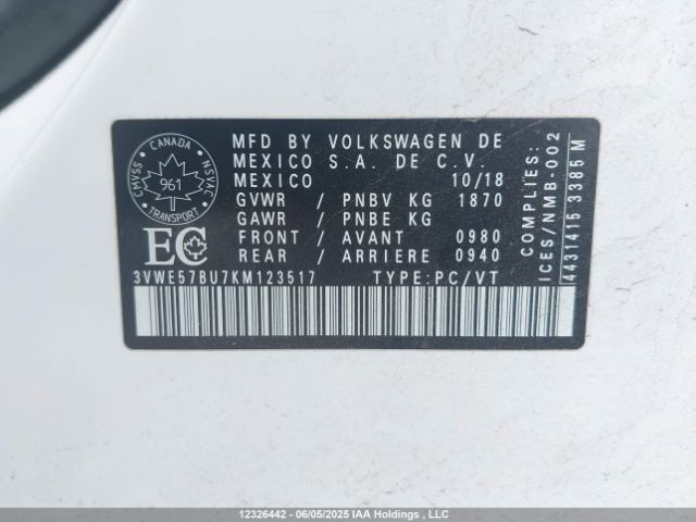 3VWE57BU7KM123517 Volkswagen 1.8 tsi
