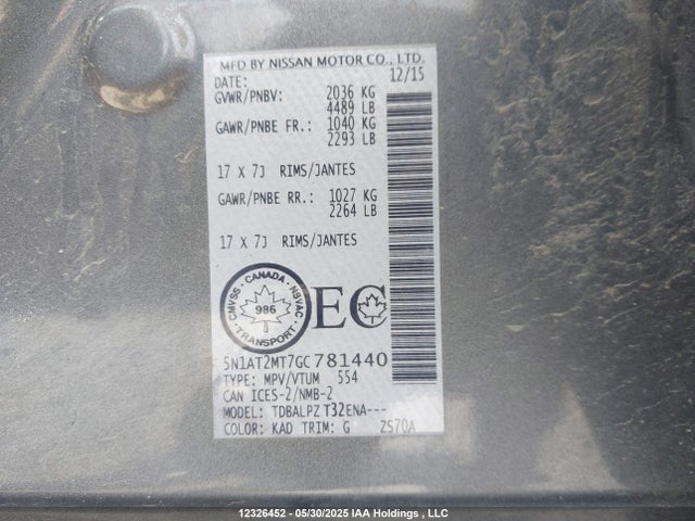 5N1AT2MT7GC781440 Nissan Rogue