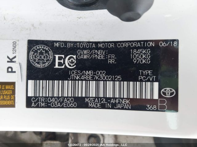 JTNK4RBE7K3002125 Toyota Corolla Se/xse