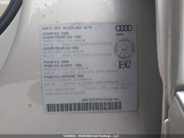 WA1LFCFP6FA098160 Audi flex fuel capable engine