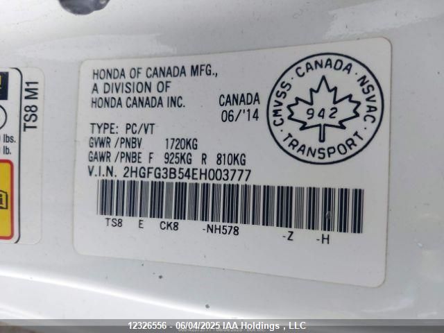 2HGFG3B54EH003777 Honda Civic Lx