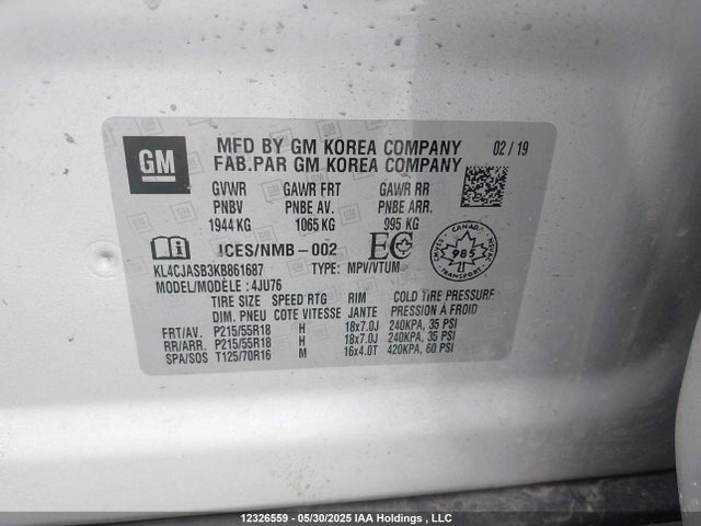 Buick luv: mfi, variable valve timing, alum, e85 max 2019 KL4CJASB3KB861687 Image 19