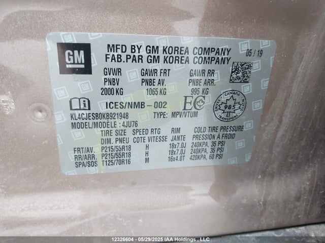 KL4CJESB0KB921948 Buick luv: mfi, variable valve timing, alum, e85 max