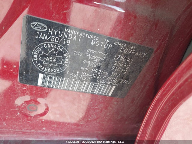 KMHD84LFXKU873747 Hyundai mpi nu