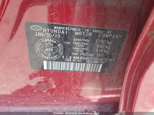 KMHD84LFXKU873747 Hyundai mpi nu