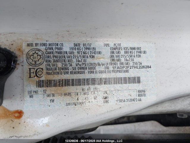 1FADP3F27HL226284 Ford 2.0l gdi
