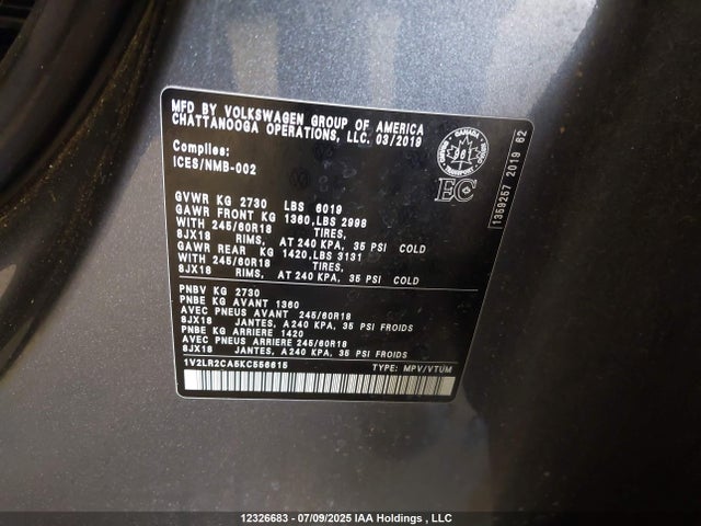 Volkswagen Atlas 2019 1V2LR2CA5KC556615 Image 19