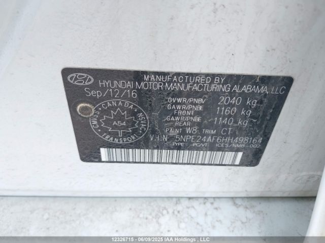 5NPE24AF6HH498164 Hyundai SONATA GL
