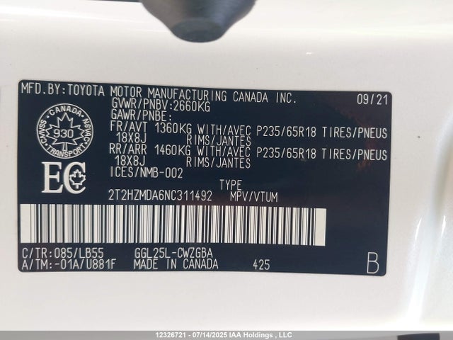 2T2HZMDA6NC311492 Lexus 2gr-fks