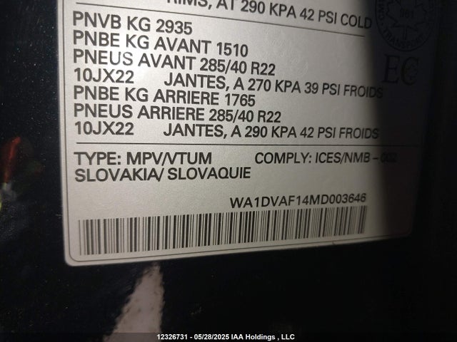 WA1DVAF14MD003646 Audi Q8