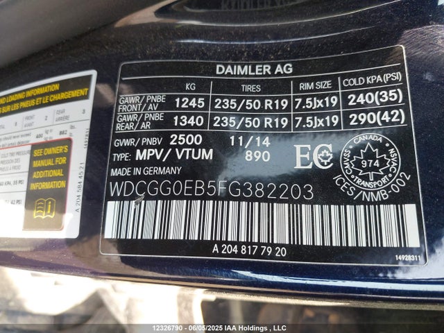 WDCGG0EB5FG382203 Mercedes-Benz Glk-Class