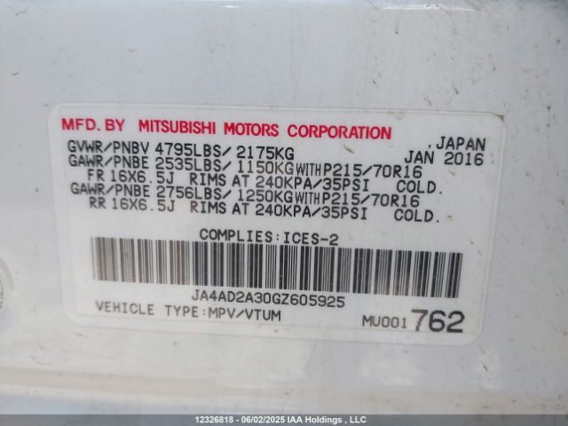 JA4AD2A30GZ605925 Mitsubishi mivec