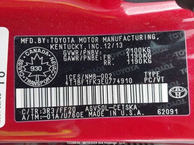 4T1BF1FK3EU774910 Toyota Camry