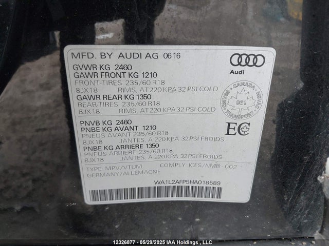 WA1L2AFP5HA018589 Audi 2.0t