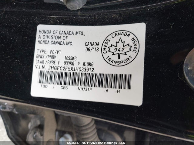 Honda k20c2 2018 2HGFC2F5XJH033912 Image 19
