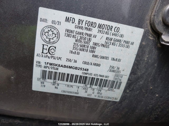 Ford Explorer 2021 1FM5K8AB6MGB25348 Image 9